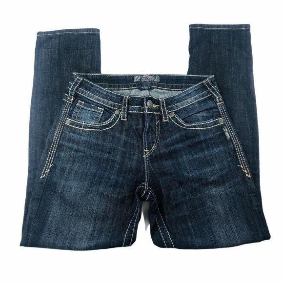 Silver Jeans Natsuki Denim Capri Dark Wash - Picture 1 of 6